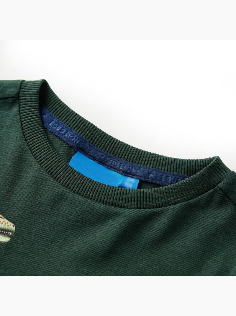 T-shirt manches longues coton avec imprimé dinosaure - vidaxl Vert - Kiabi