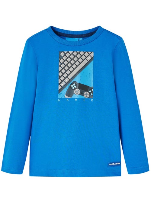 T-shirt manches longues coton cobalt imprimé gamer - vidaxl - Kiabi