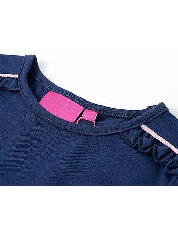 T-shirt manches longues coton élasthanne avec piping pailleté - vidaxl