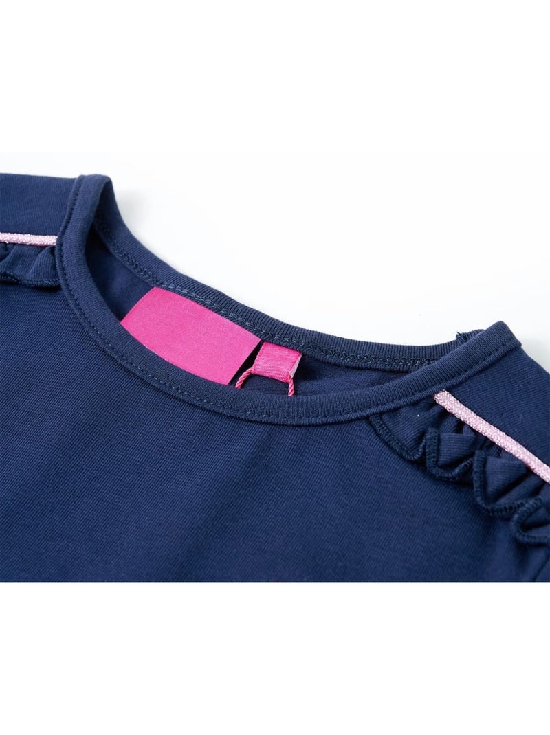 T-shirt manches longues coton élasthanne avec piping pailleté - vidaxl Bleu - Kiabi