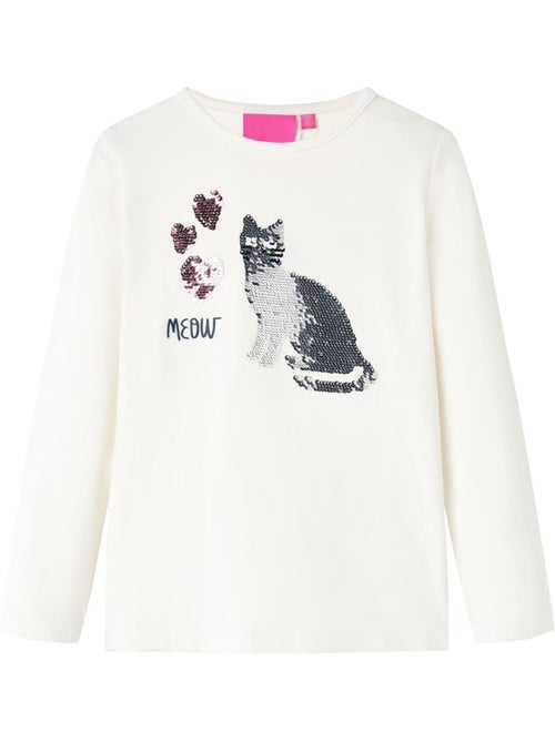 T-shirt manches longues coton élasthanne chat en sequins cœur clair - vidaxl - Kiabi T-shirt manches longues coton élasthanne chat en sequins cœur clair - vidaxl - Kiabi