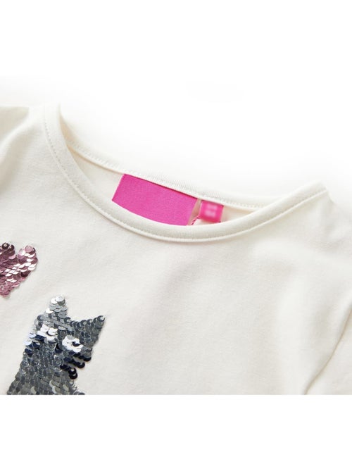 T-shirt manches longues coton élasthanne chat en sequins cœur clair - vidaxl - Kiabi T-shirt manches longues coton élasthanne chat en sequins cœur clair - vidaxl - Kiabi