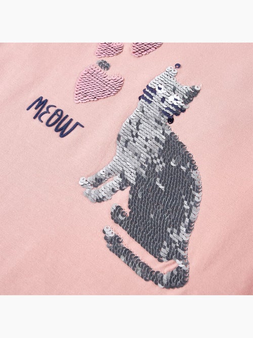 T-shirt manches longues coton élasthanne chat en sequins cœur clair - vidaxl - Kiabi T-shirt manches longues coton élasthanne chat en sequins cœur clair - vidaxl - Kiabi