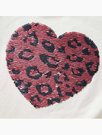 T-shirt manches longues coton élasthanne cœur à sequins - vidaxl