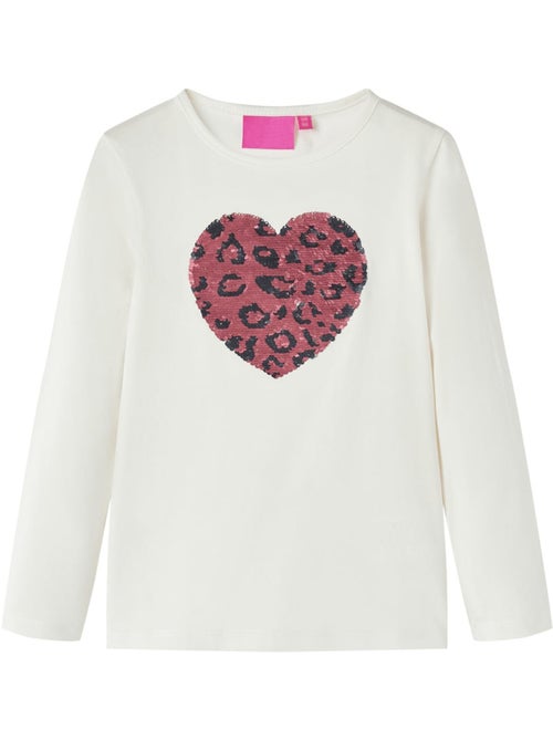 T-shirt manches longues coton élasthanne cœur à sequins - vidaxl - Kiabi T-shirt manches longues coton élasthanne cœur à sequins - vidaxl - Kiabi