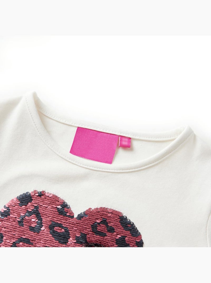 T-shirt manches longues coton élasthanne cœur à sequins - vidaxl Blanc - Kiabi