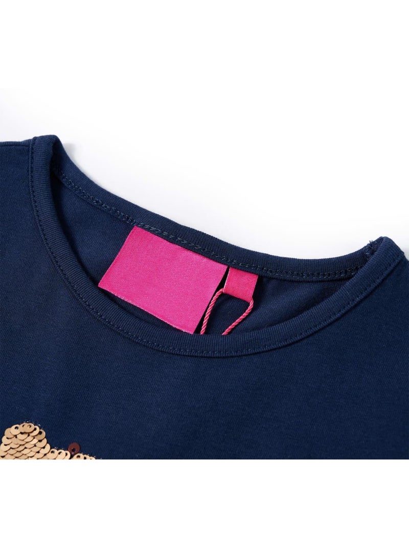 T-shirt manches longues coton élasthanne hibou à sequins - vidaxl Bleu - Kiabi