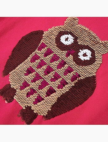 T-shirt manches longues coton élasthanne hibou à sequins - vidaxl