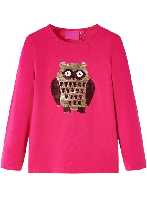 T-shirt manches longues coton élasthanne hibou à sequins - vidaxl - Kiabi