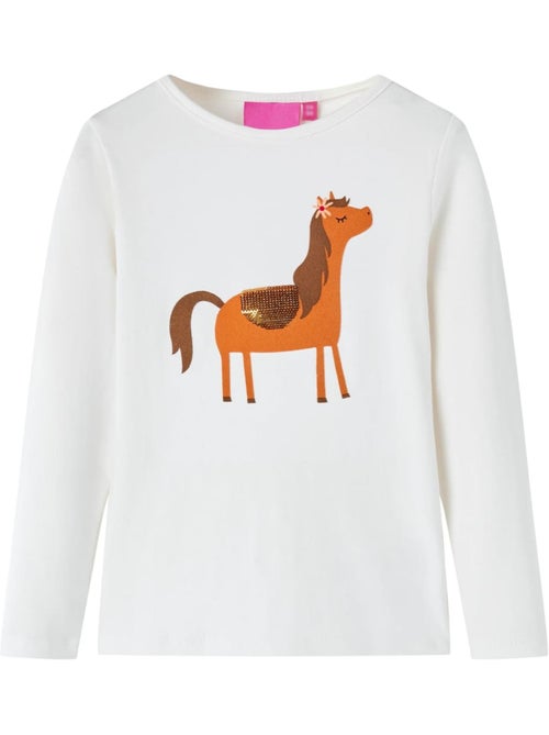 T-shirt manches longues coton élasthanne imprimé poney - vidaxl - Kiabi T-shirt manches longues coton élasthanne imprimé poney - vidaxl - Kiabi