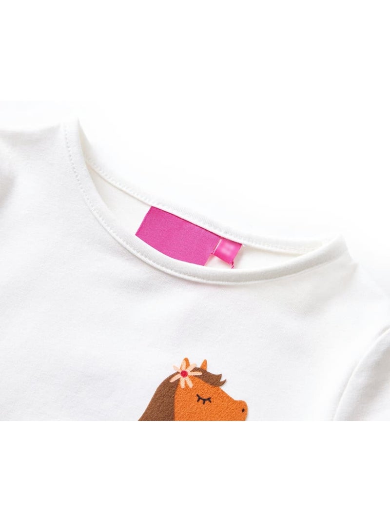 T-shirt manches longues coton élasthanne imprimé poney - vidaxl Blanc - Kiabi