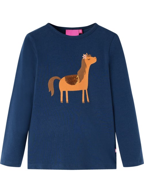 T-shirt manches longues coton élasthanne imprimé poney - vidaxl - Kiabi
