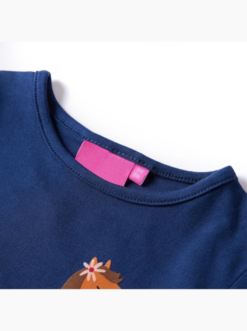 T-shirt manches longues coton élasthanne imprimé poney - vidaxl Bleu - Kiabi
