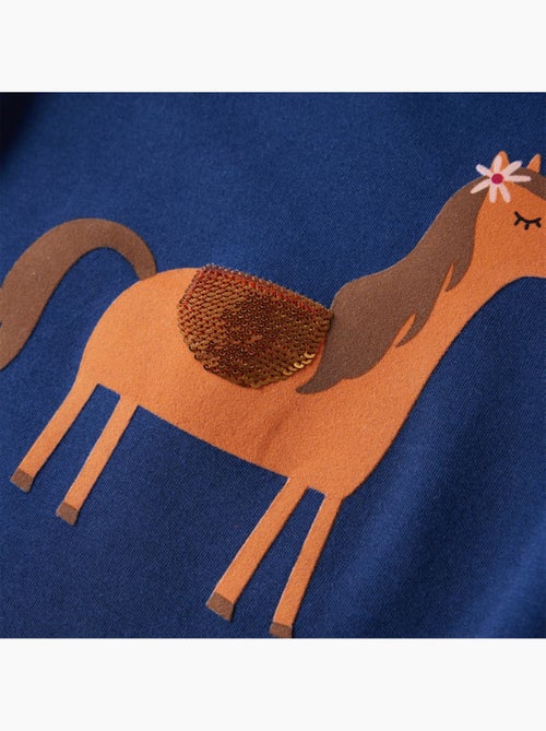 T-shirt manches longues coton élasthanne imprimé poney - vidaxl - Kiabi