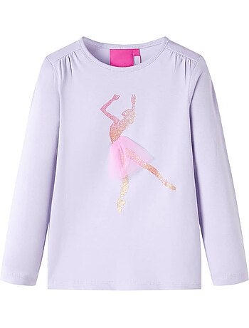 T-shirt manches longues coton élasthanne motif ballerine - vidaxl