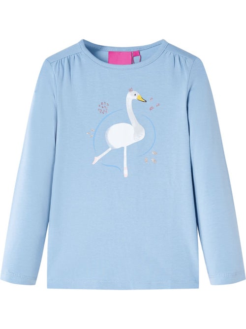 T-shirt manches longues coton extensible imprimé cygne - vidaxl - Kiabi