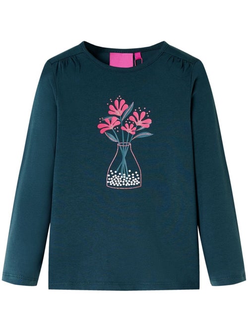 T-shirt manches longues coton extensible imprimé fleurs - vidaxl - Kiabi T-shirt manches longues coton extensible imprimé fleurs - vidaxl - Kiabi