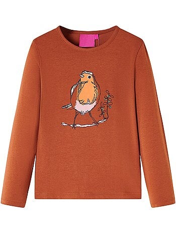 T-shirt manches longues coton extensible oiseau - vidaxl
