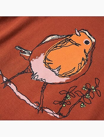 T-shirt manches longues coton extensible oiseau - vidaxl