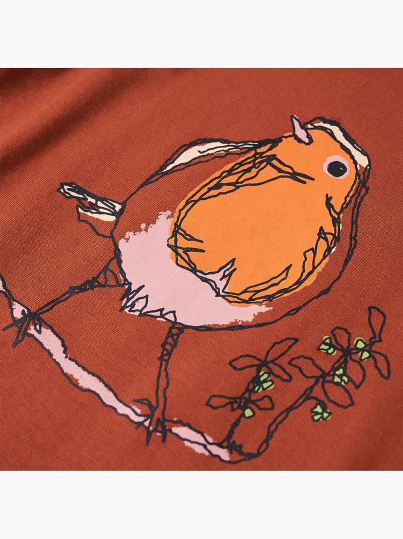T-shirt manches longues coton extensible oiseau - vidaxl Marron - Kiabi