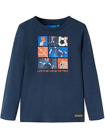 T-shirt manches longues coton imprimé match de foot - vidaxl