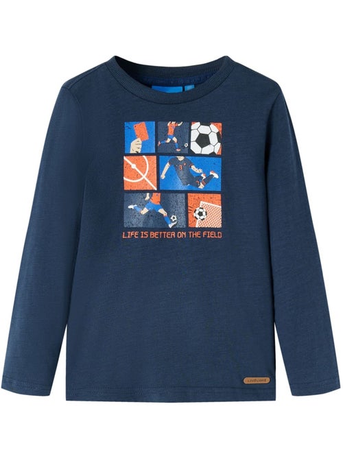 T-shirt manches longues coton imprimé match de foot - vidaxl - Kiabi