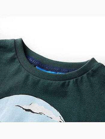 T-shirt manches longues coton imprimé montagnes et arbres - vidaxl
