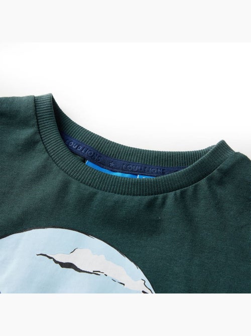 T-shirt manches longues coton imprimé montagnes et arbres - vidaxl - Kiabi