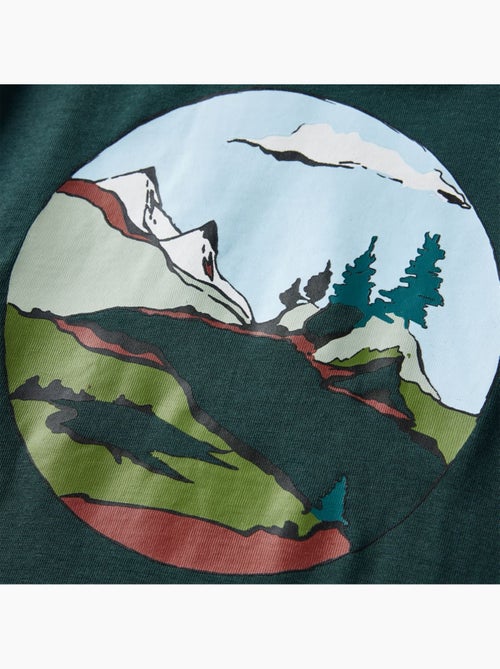 T-shirt manches longues coton imprimé montagnes et arbres - vidaxl - Kiabi