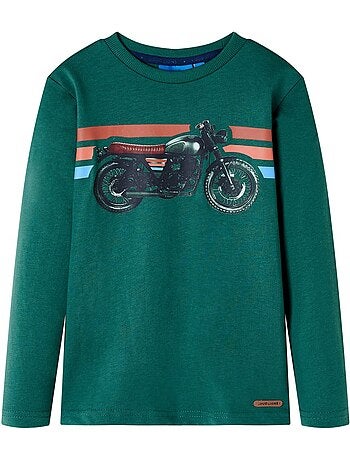 T-shirt manches longues coton imprimé moto - vidaxl