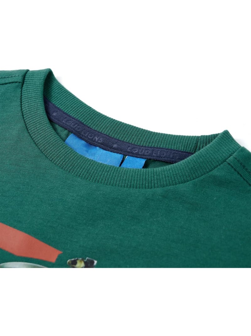 T-shirt manches longues coton imprimé moto - vidaxl Vert - Kiabi