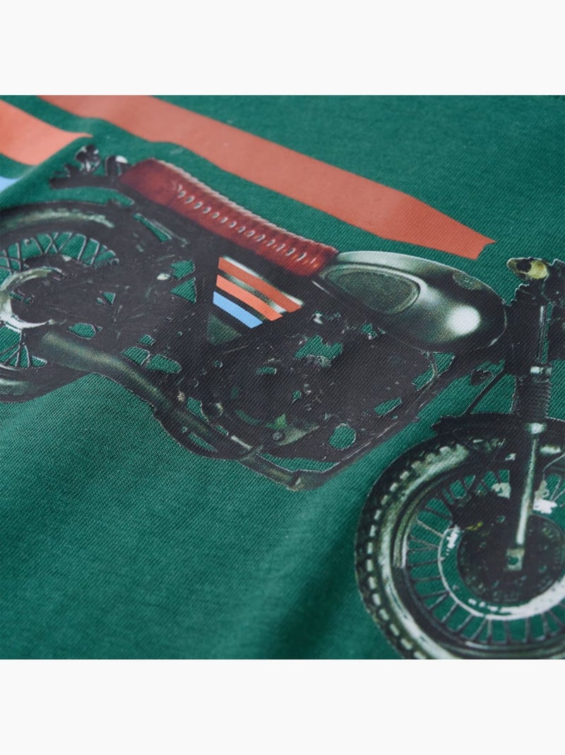 T-shirt manches longues coton imprimé moto - vidaxl Vert - Kiabi