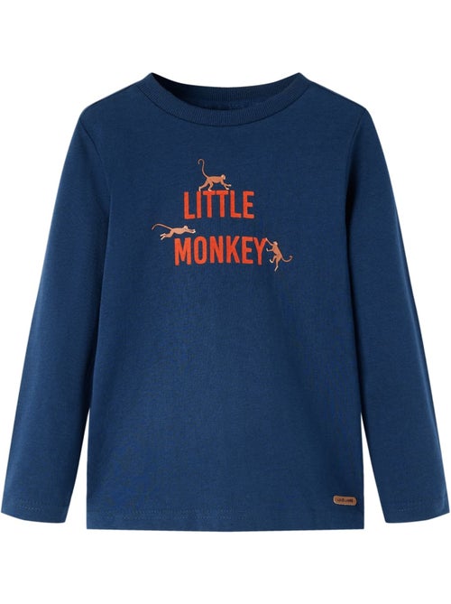 T-shirt manches longues coton imprimé petit singe - vidaxl - Kiabi
