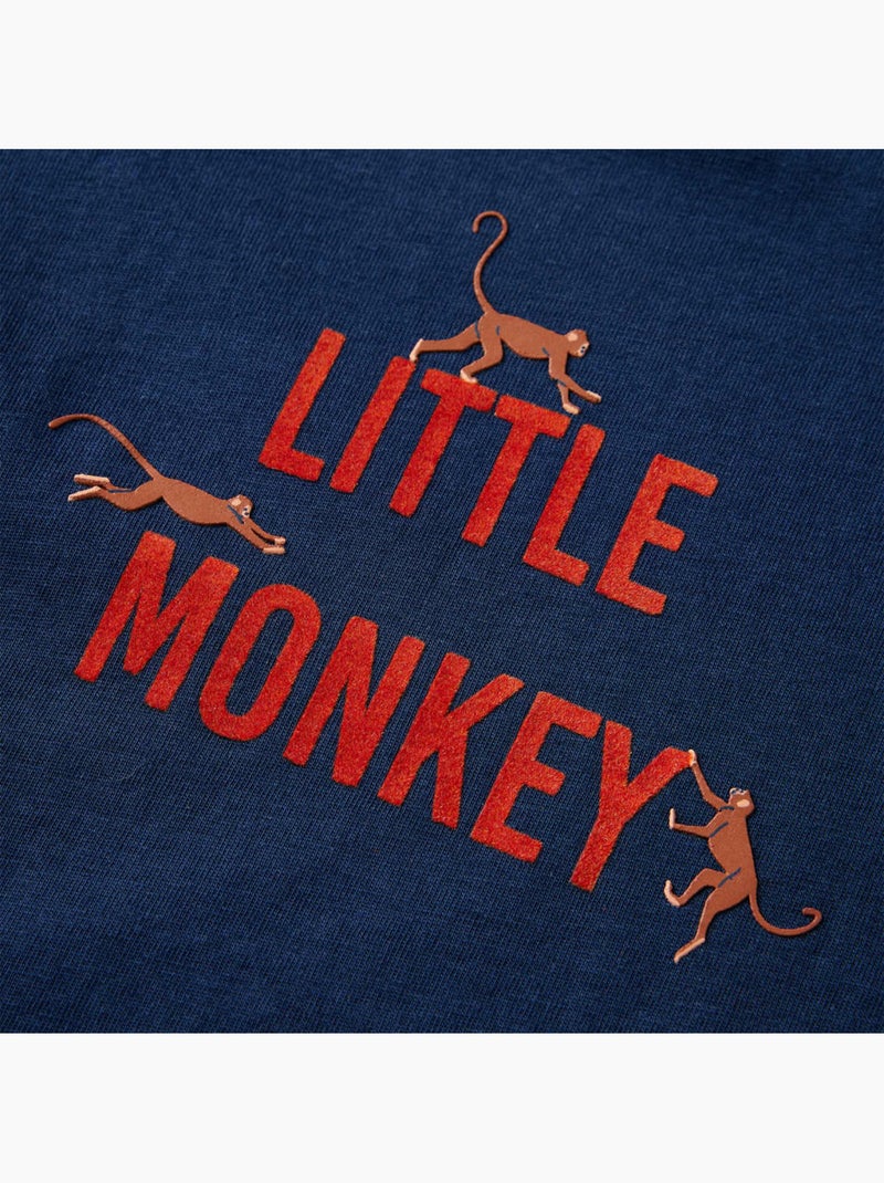 T-shirt manches longues coton imprimé petit singe - vidaxl Bleu - Kiabi