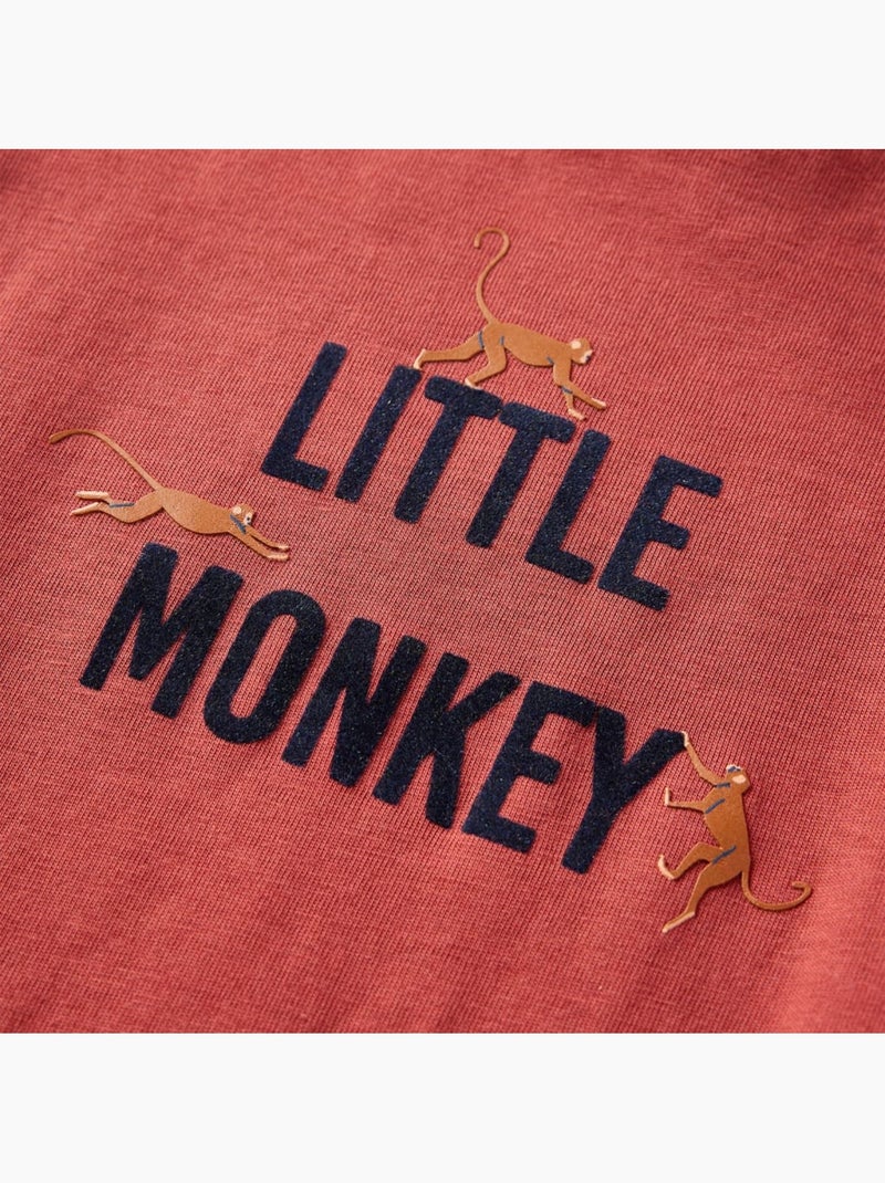 T-shirt manches longues coton imprimé petit singe - vidaxl Rouge - Kiabi