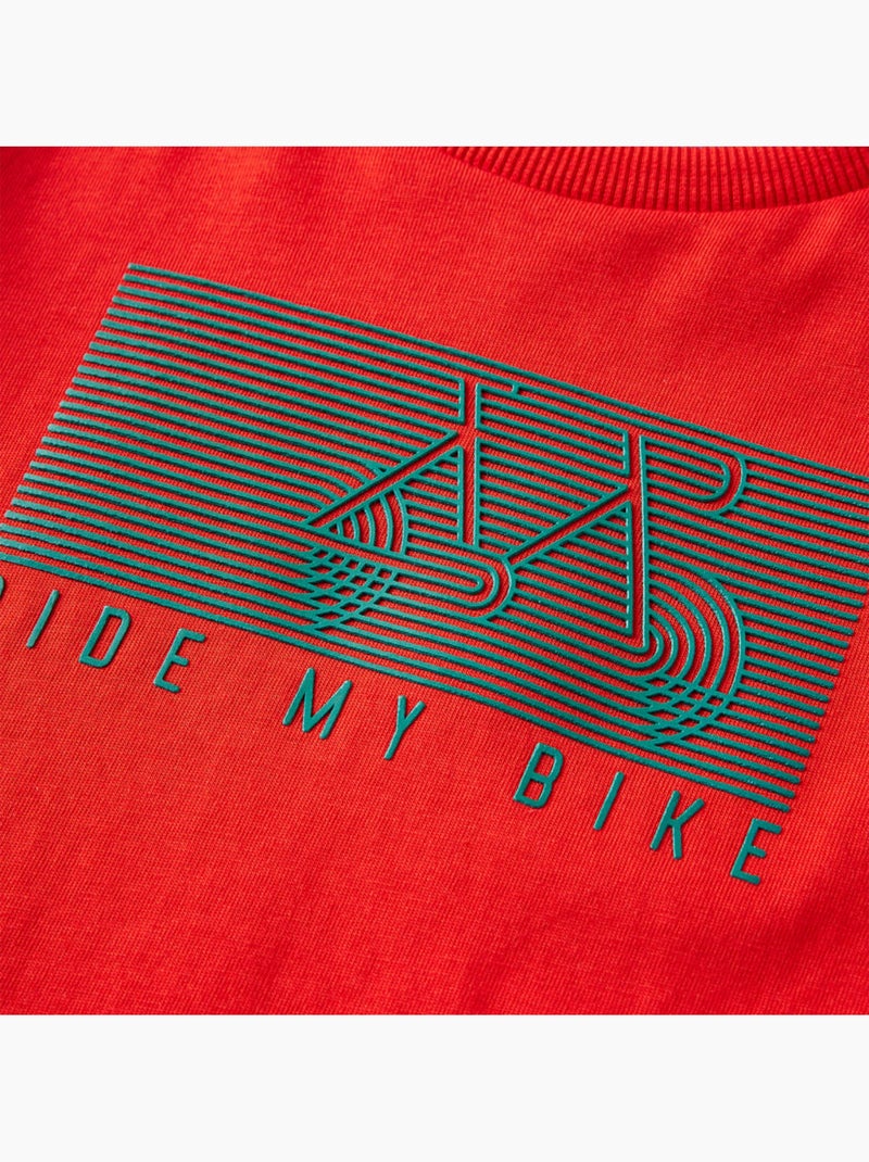T-shirt manches longues coton imprimé vélo - vidaxl Rouge - Kiabi