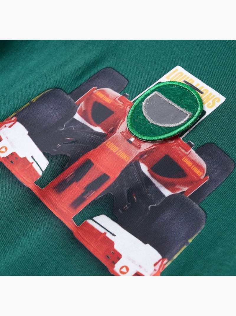 T-shirt manches longues coton imprimé voiture de course - vidaxl Vert - Kiabi