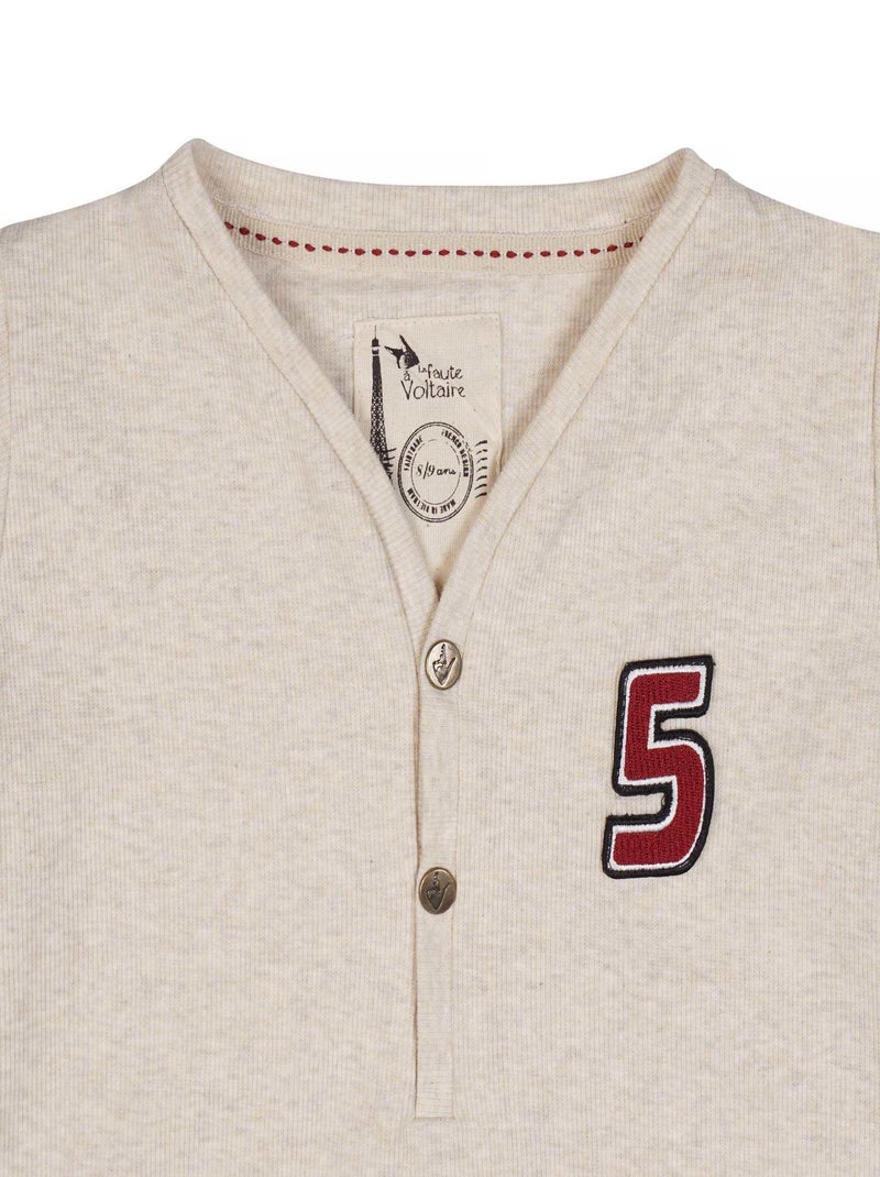 T-shirt Manches Longues  Coton Jersey   ELVIS - La Faute à Voltaire Beige - Kiabi