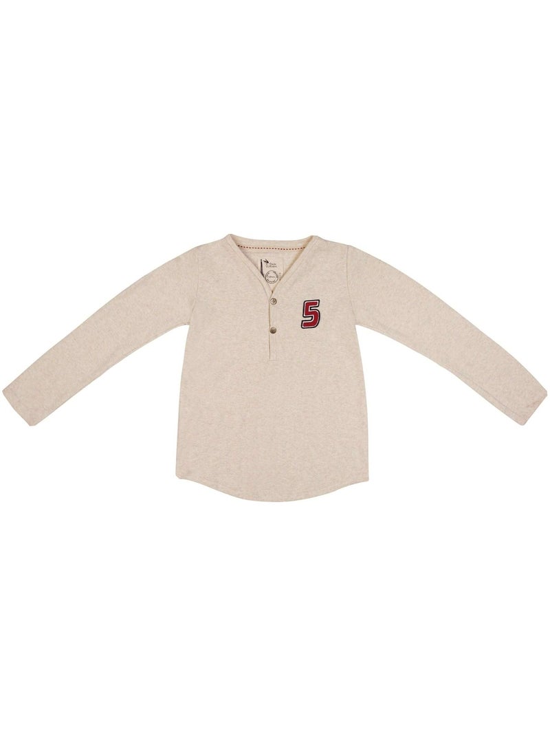 T-shirt Manches Longues  Coton Jersey   ELVIS - La Faute à Voltaire Beige - Kiabi