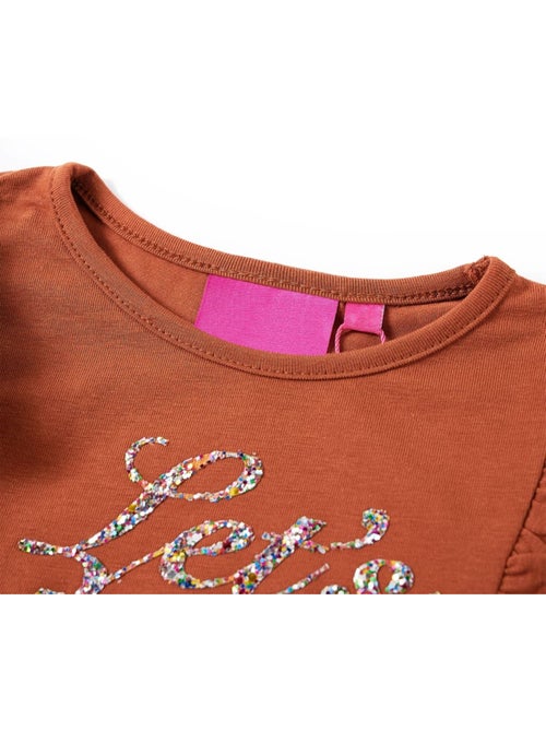 T-shirt manches longues coton stretch effet pailleté avec volants - vidaxl - Kiabi