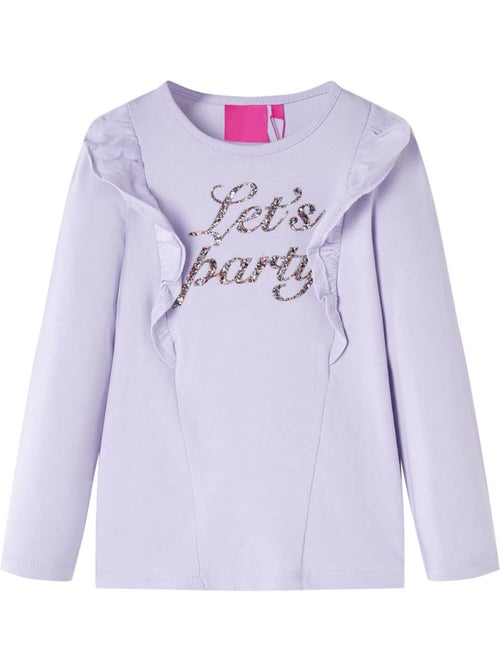 T-shirt manches longues coton stretch effet pailleté avec volants - vidaxl - Kiabi