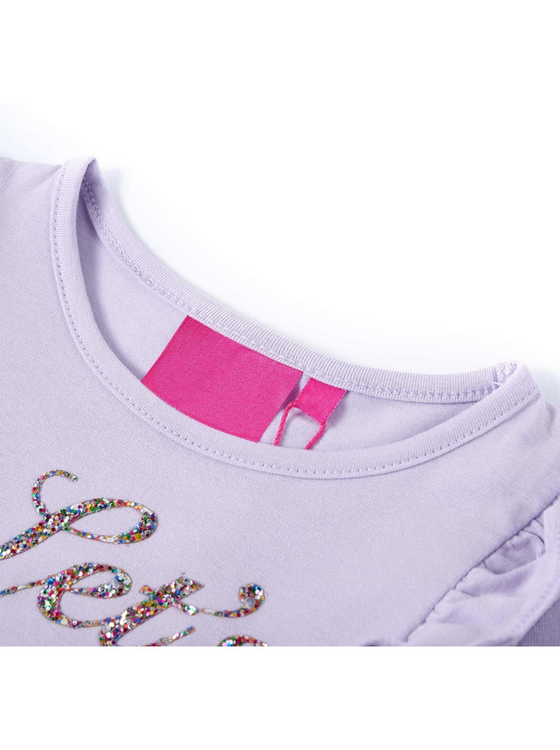 T-shirt manches longues coton stretch effet pailleté avec volants - vidaxl Prune - Kiabi