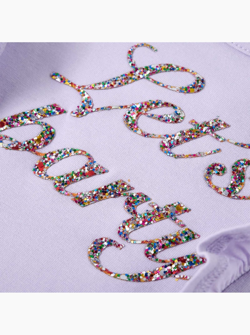 T-shirt manches longues coton stretch effet pailleté avec volants - vidaxl Prune - Kiabi