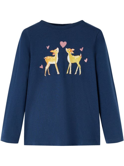 T-shirt manches longues coton stretch imprimé cerfs col rond - vidaxl - Kiabi T-shirt manches longues coton stretch imprimé cerfs col rond - vidaxl - Kiabi