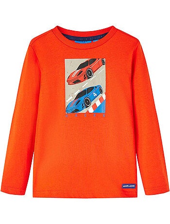 T-shirt manches longues coton vif imprimé voiture racer - vidaxl