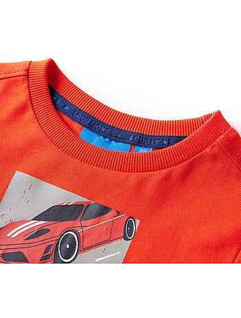 T-shirt manches longues coton vif imprimé voiture racer - vidaxl
