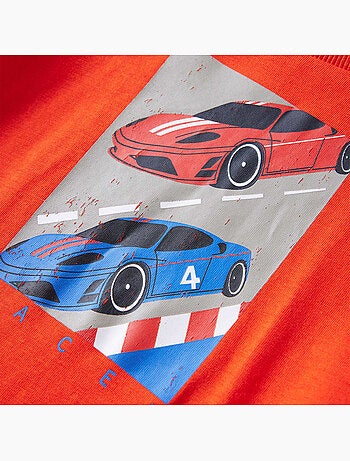 T-shirt manches longues coton vif imprimé voiture racer - vidaxl