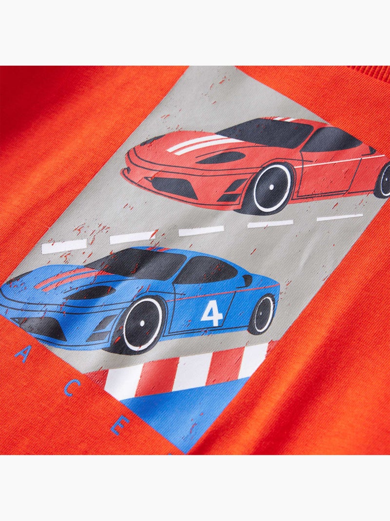 T-shirt manches longues coton vif imprimé voiture racer - vidaxl Orange - Kiabi