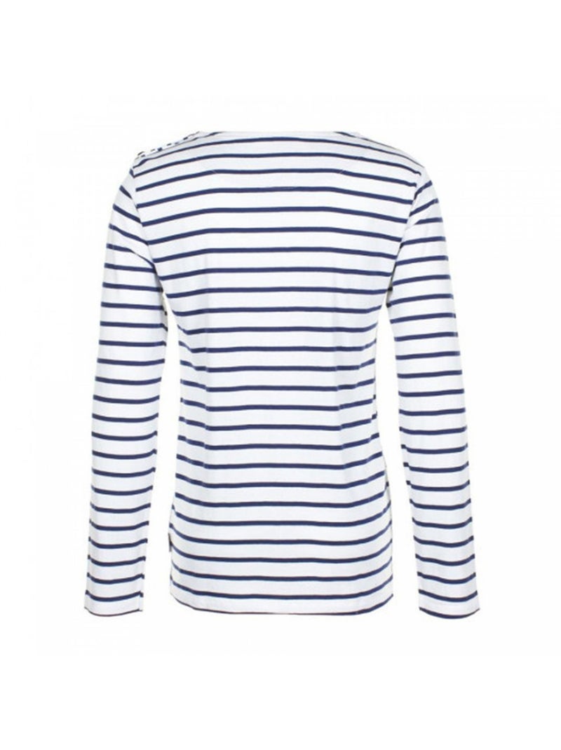 T-shirt manches longues   CRIVIK - VENT DU CAP Blanc Bleu marine - Kiabi