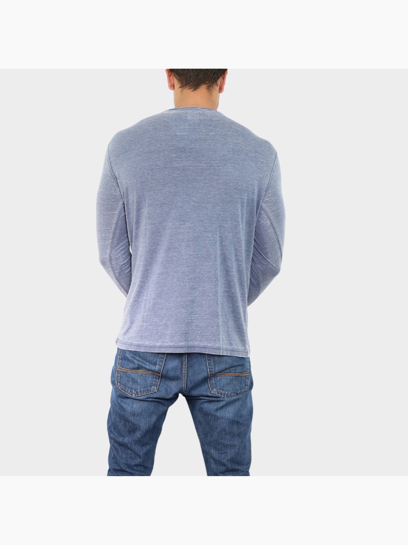 T-shirt manches longues délavé Bleu marine - Kiabi